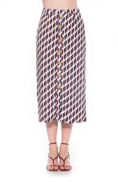 ALEXIA ADMOR ALEXIA ADMOR CARLA BUTTON FRONT MIDI SKIRT