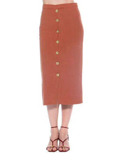 Alexia Admor Carla Linen-blend Pencil Skirt In Brown