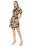 Alexia Admor Carys Puff Sleeve Fit & Flare Dress In Black Floral