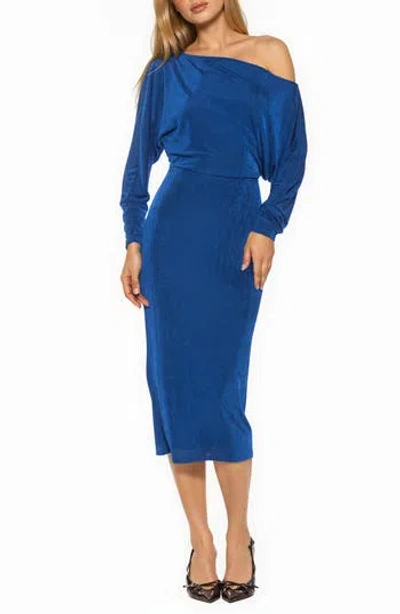 Alexia Admor Cassian One-shoulder Long Sleeve Midi Dress In Cobalt