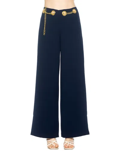Alexia Admor Cassie Grommet High Waist Wide Leg Pants In Navy