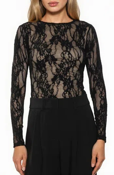 Alexia Admor Celine Stretch Lace Bodysuit In Black