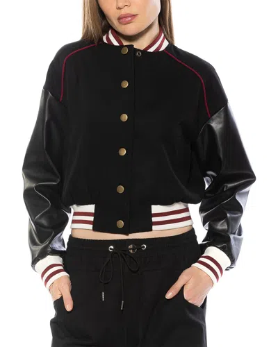Alexia Admor Ciela Varsity Bomber Jacket In Black