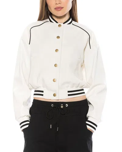 Alexia Admor Ciela Varsity Bomber Jacket In White