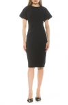 Alexia Admor Clara Crewneck Draped Sheath Dress In Black