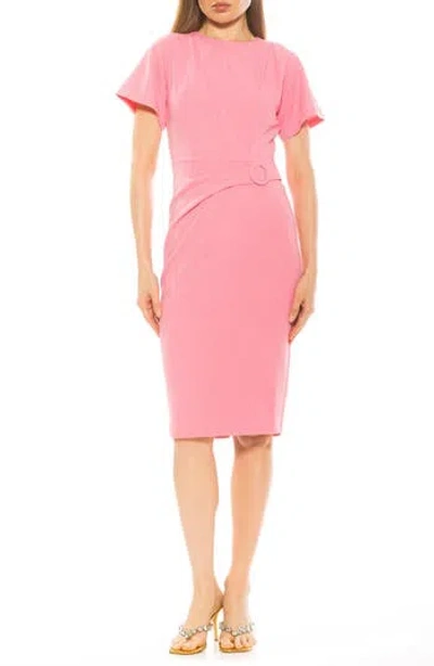 Alexia Admor Clara Crewneck Draped Sheath Dress In Pink