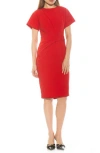Alexia Admor Clara Crewneck Draped Sheath Dress In Red