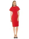 Alexia Admor Clara Crewneck Draped Sheath Dress In Red