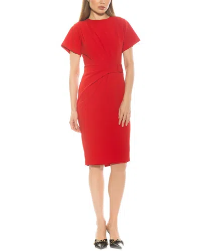 Alexia Admor Clara Crewneck Draped Sheath Dress In Red