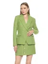 Alexia Admor Double Breasted Tweed Jacket In Green