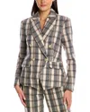 Alexia Admor Classic Double-breasted Wool-blend Blazer In Gray