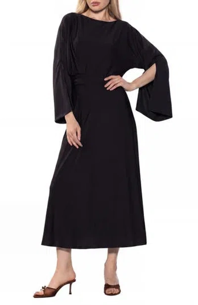 Alexia Admor Cleo Boat Neck Trumpet Sleeve Midi Dress In Black
