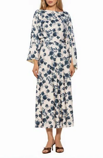 Alexia Admor Cleo Boat Neck Trumpet Sleeve Midi Dress In Multi
