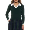 Alexia Admor Women's Johnny Collar Rib Knit Top In Emerald