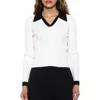 Alexia Admor Women's Johnny Collar Rib Knit Top In Ivory