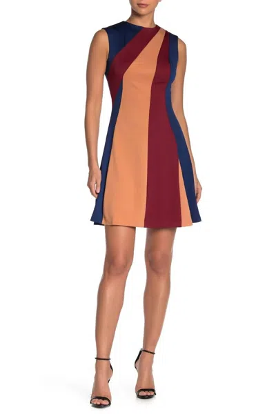 Alexia Admor Colorblock Striped Fit Flare Dress In Multicolor