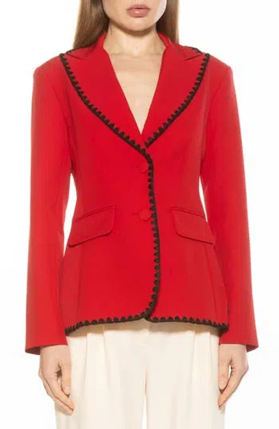 Alexia Admor Contrast Embroidered Blazer In Red