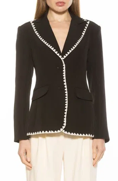 Alexia Admor Contrast Embroidered Blazer In Black