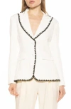 Alexia Admor Contrast Embroidered Blazer In Ivory