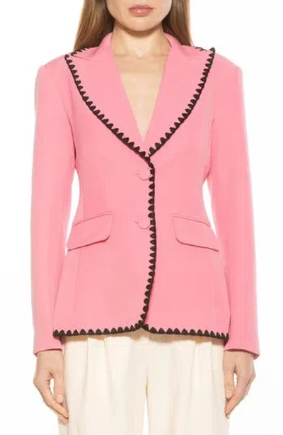 Alexia Admor Contrast Embroidered Blazer In Pink