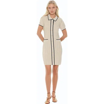 Alexia Admor Cove Collared Button Down Contrast Knit In White