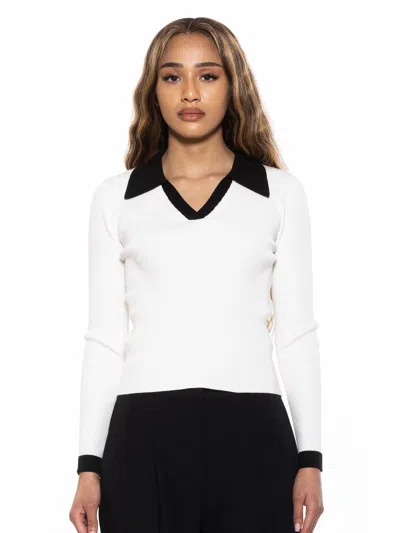 Alexia Admor Collar Knit Top In White
