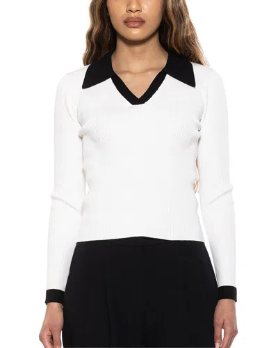 Alexia Admor Collar Knit Top In White