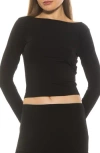 Alexia Admor Dahlia Boat Neck Top In Black