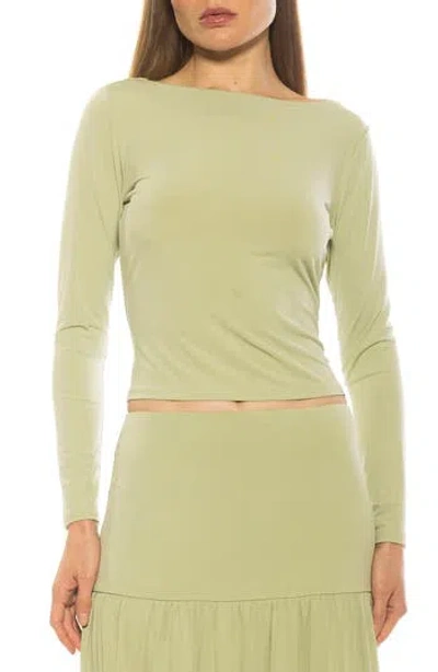 Alexia Admor Dahlia Boat Neck Top In Sage