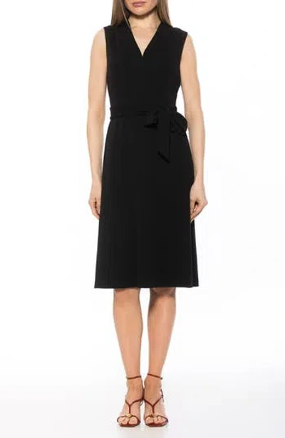 Alexia Admor Dane Tie Waist Midi Dress In Black