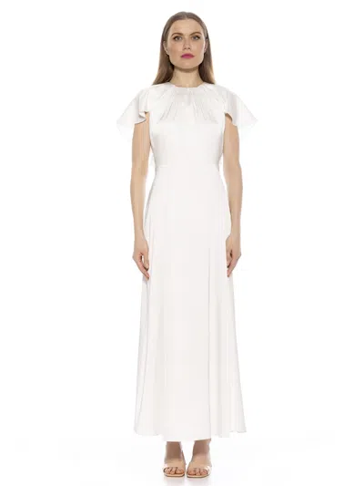 Alexia Admor Danica Capelet Sleeve Satin Maxi Dress In Ivory