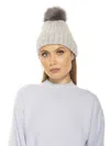 Alexia Admor Darla Knitted Beanie With Rhinestones And Pom Pom In Grey