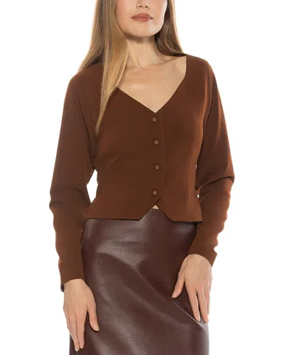 Alexia Admor Delyra Back Belt Front Button Crop Top In Brown