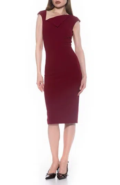 Alexia Admor Destiny Cap Sleeve Midi Sheath Dress In Burgundy