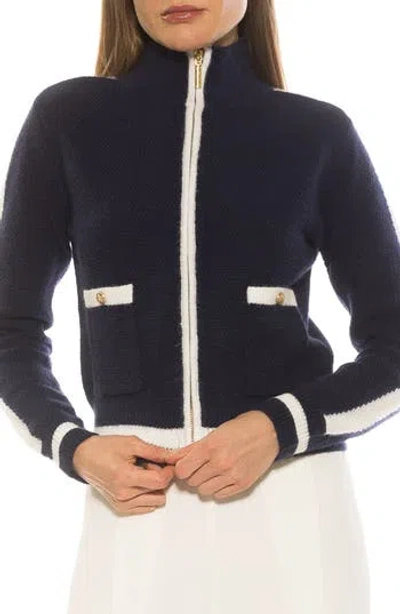 Alexia Admor Dewey Knit Jacket In Navy