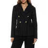 Alexia Admor Double Breasted Blazer In Black Stripe