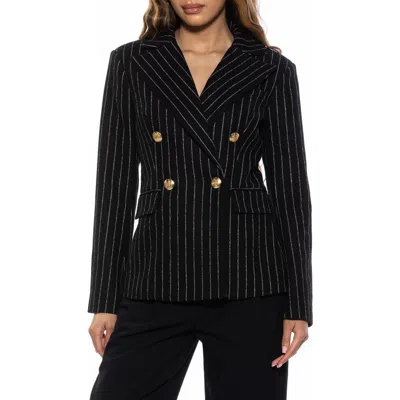 Alexia Admor Double Breasted Blazer In Black Stripe