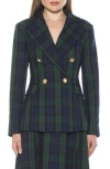 Alexia Admor Women's Farrah Double Breasted Blazer In Green Plaid