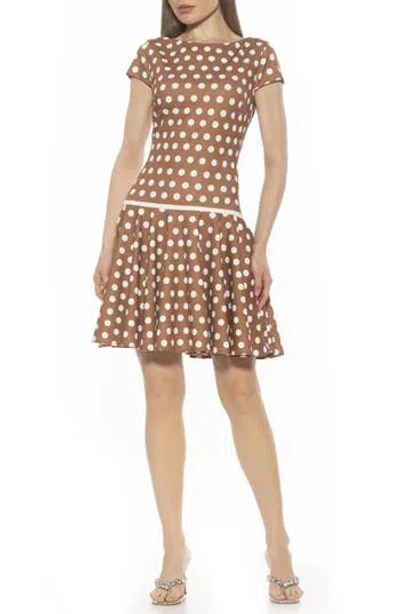 Alexia Admor Drop Waist Dress In Camel Polka