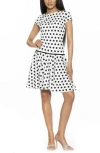 Alexia Admor Drop Waist Dress In White Polka