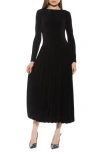 Alexia Admor Eero Crewneck Long Sleeve Bubble Hem Midi Dress In Black