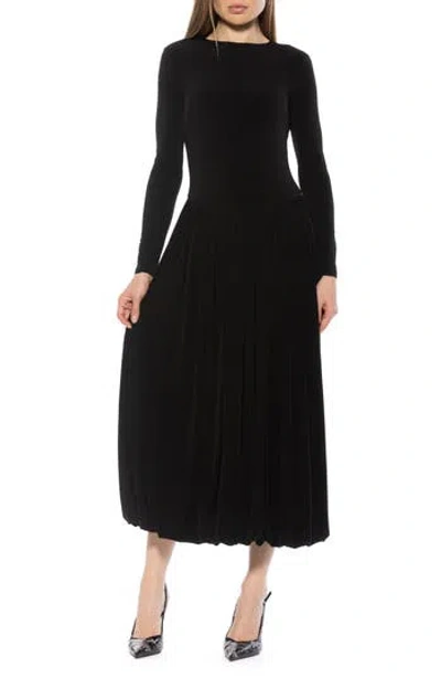 Alexia Admor Eero Crewneck Long Sleeve Bubble Hem Midi Dress In Black
