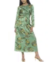 Alexia Admor Floral Long Sleeve Satin Dress In Green