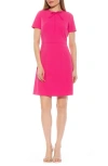 Alexia Admor Eira Short Sleeve A-line Dress In Hot Pink