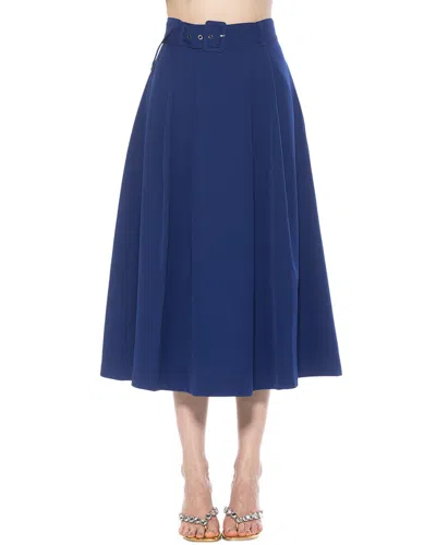 Alexia Admor Belted A-line Midi Skirt In Navy