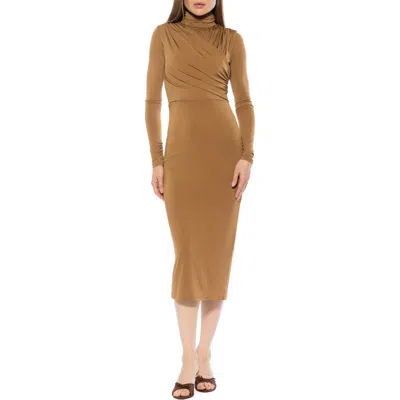 Alexia Admor Elio Draped Bodice Midi Sheath Dress In Brown