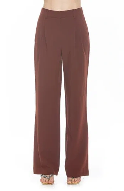 Alexia Admor Ellie Pleated Wide Leg Pants In Brown