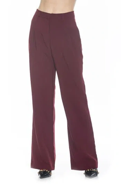 Alexia Admor Ellie Pleated Wide Leg Pants In Burgundy
