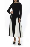 Alexia Admor Elodie Floral Long Sleeve Maxi Dress In Black/white
