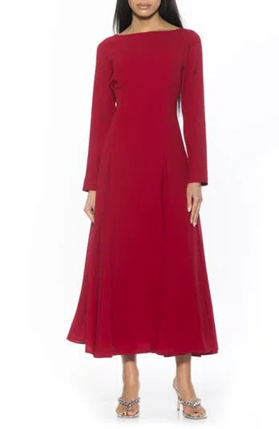 Alexia Admor Elodie Floral Long Sleeve Maxi Dress In Burgundy